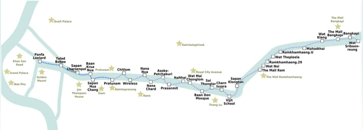 Map of the canal taxi