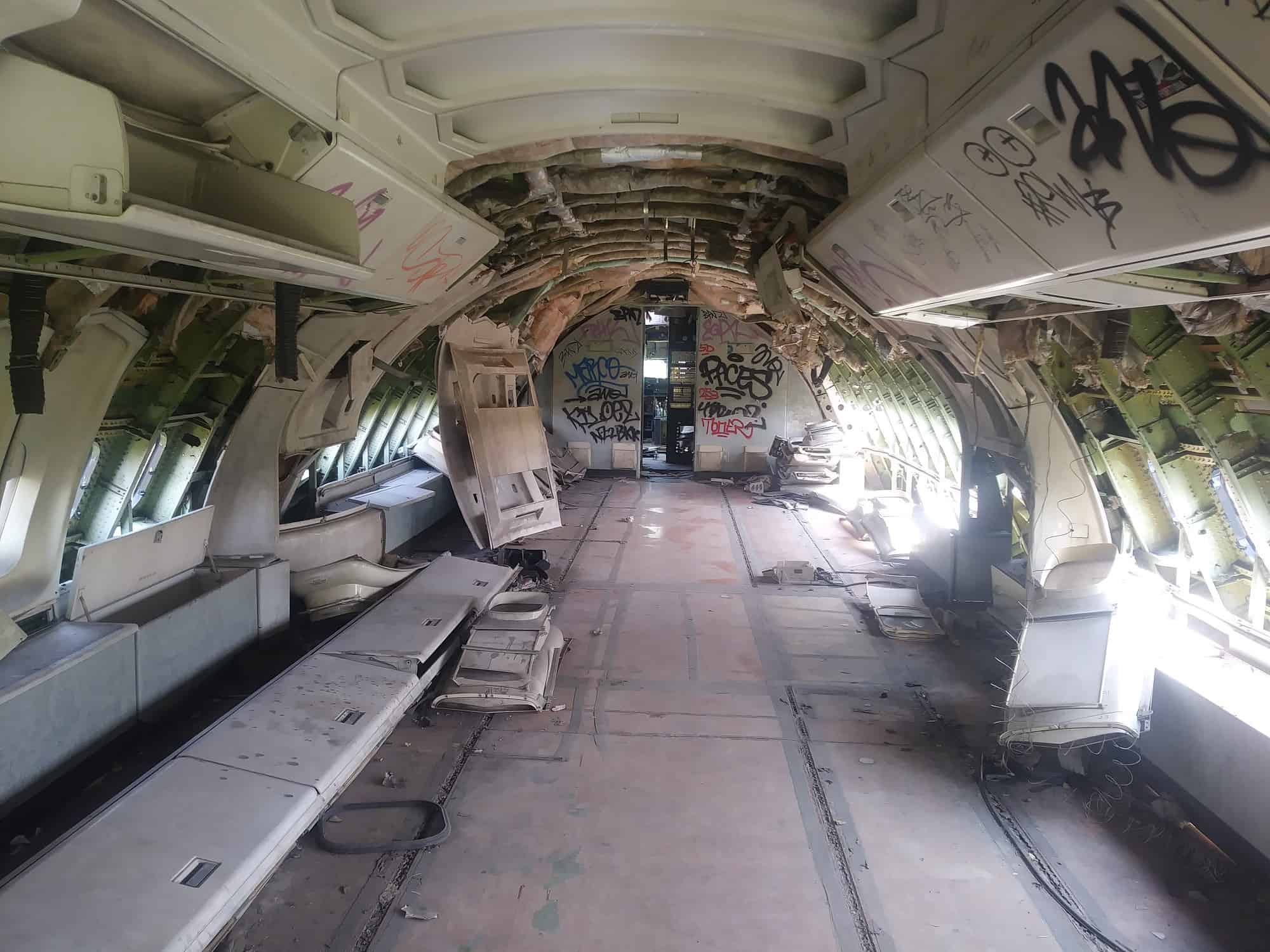 Inside one of the planes of Bangkok's graveyard