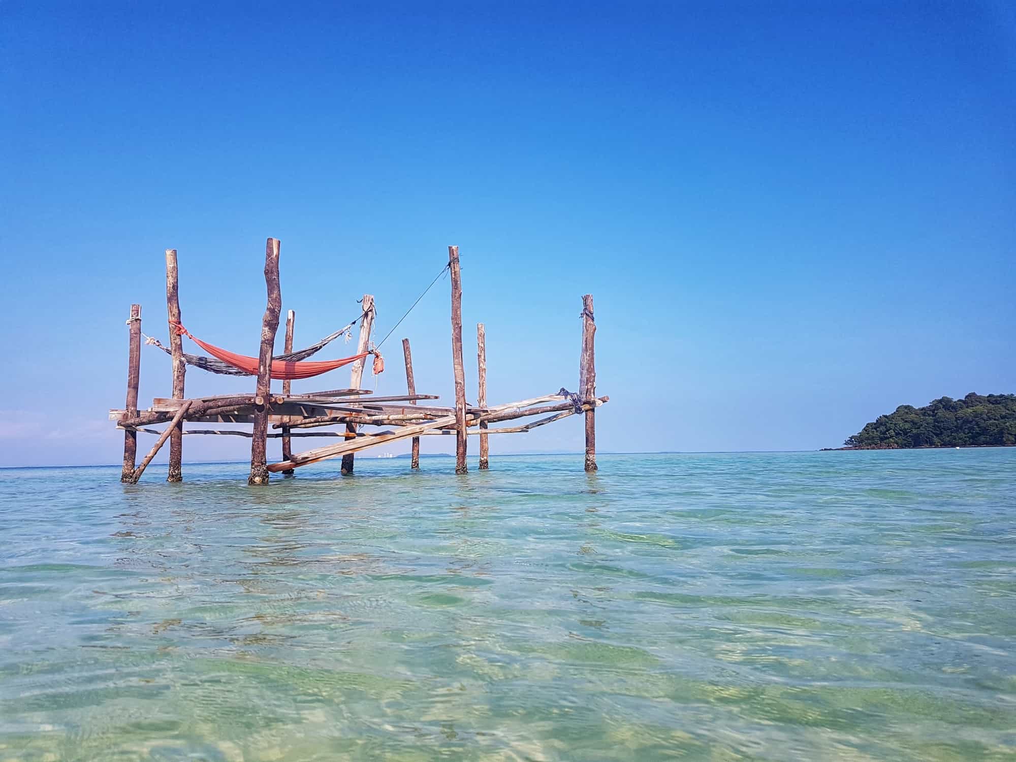 Hammocks at Clear Water Bay, Koh Rong Sanloem, Cambodia