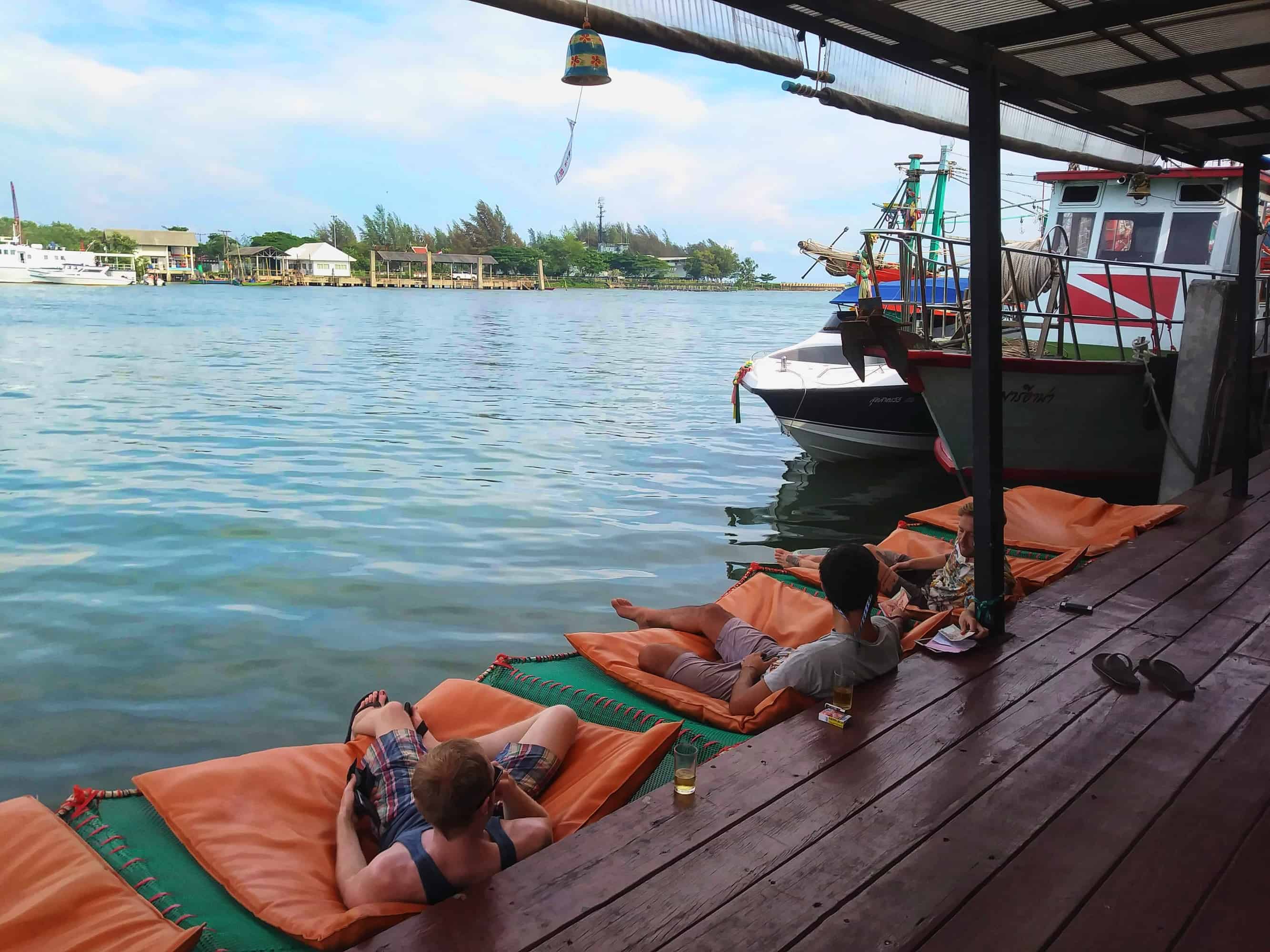 Chilling after lunch by the river at Baan Sudsakorn