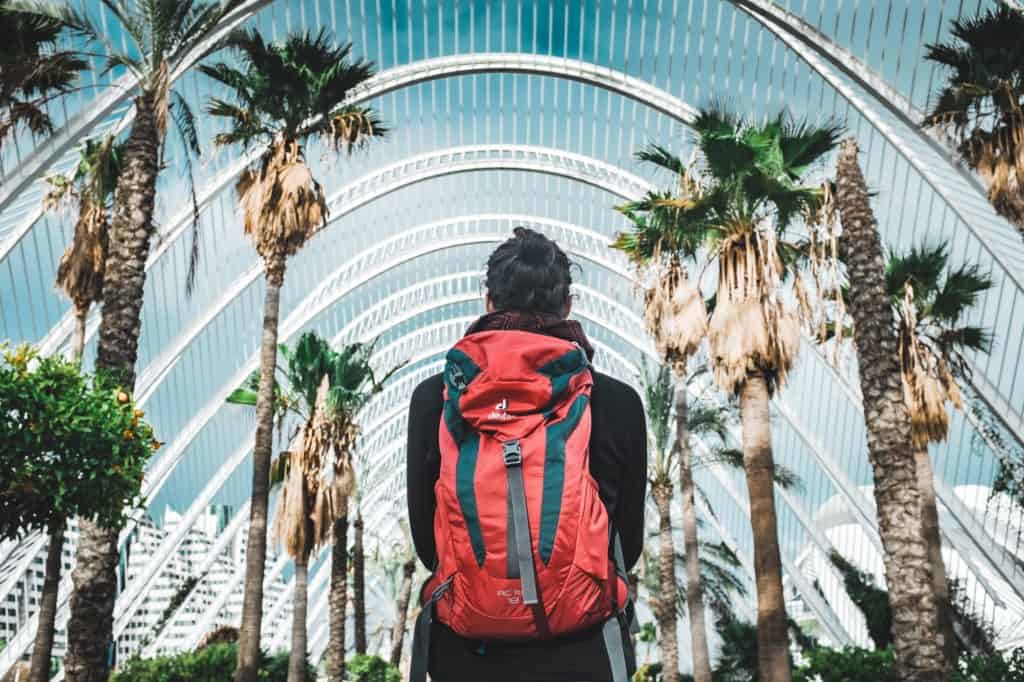 Man with backpack travelling