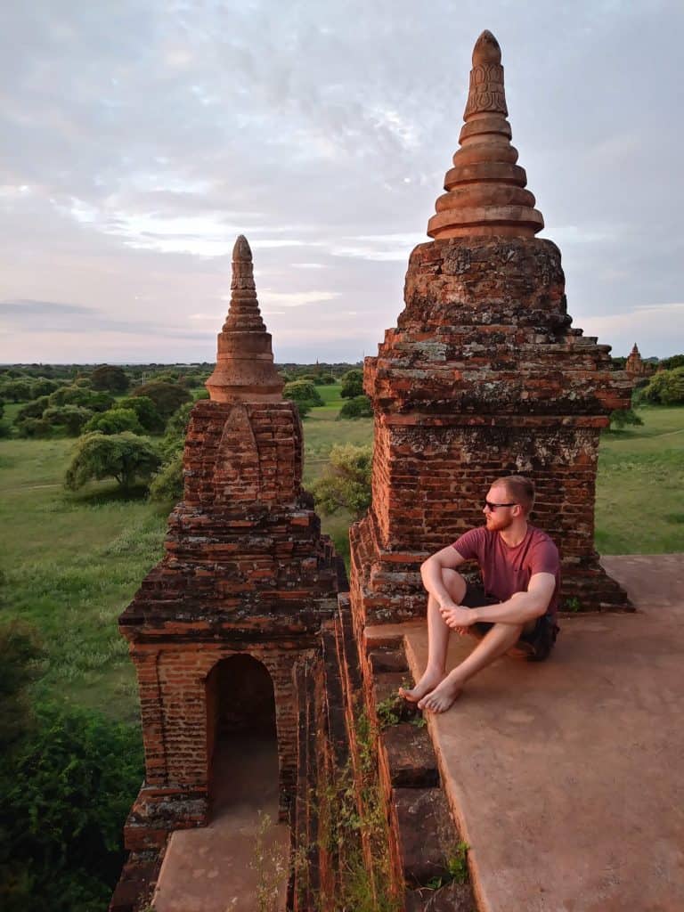 Waiting for the sunrise from a temple in Bagan, Myanmar