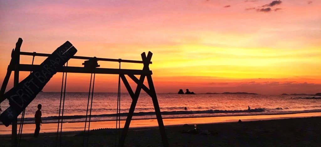 Sunset on Ao Khai Beach from Drift Bar, Laem Mae Phim