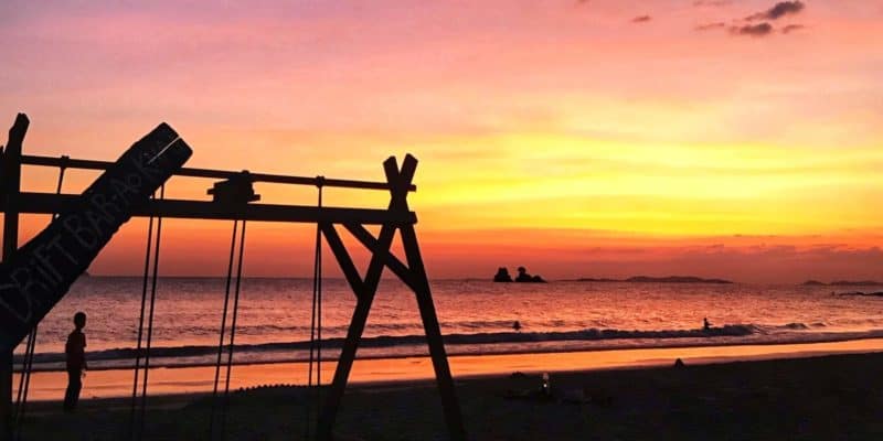 Sunset on Ao Khai Beach from Drift Bar, Laem Mae Phim